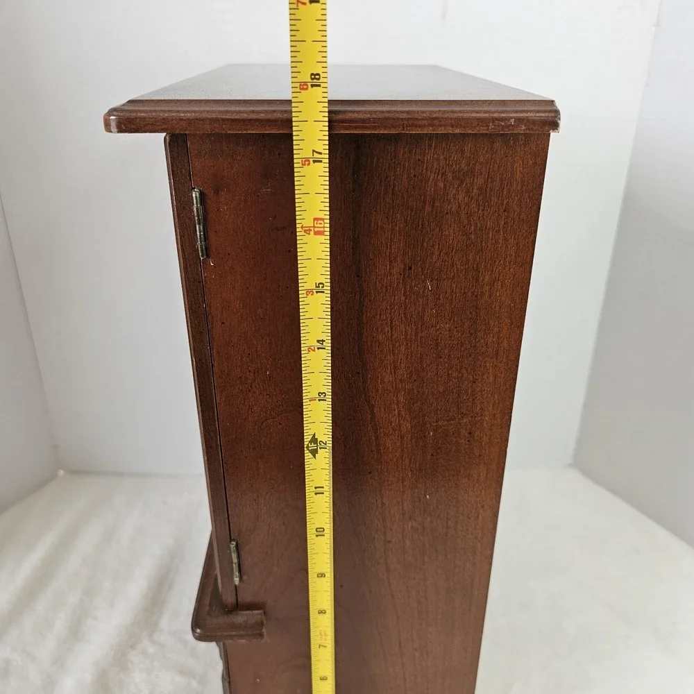 Vintage Wooden Curio Cabinet Jewelry Box With Glass Door 18x12x6.5